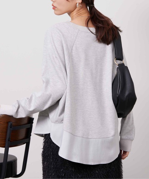 Chez toi(シェトワ)の「裾布帛ポンチラグランプルオーバー(Tシャツ/カットソー・レディース・オフホワイト/グレー/ネイビー・FREE)」の5枚目の写真