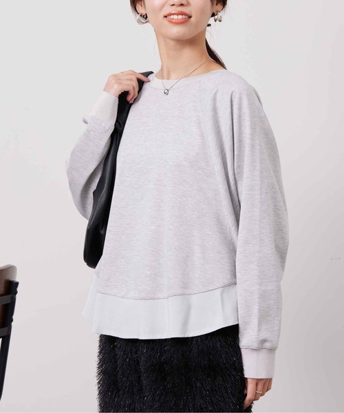 Chez toi(シェトワ)の「裾布帛ポンチラグランプルオーバー(Tシャツ/カットソー・レディース・オフホワイト/グレー/ネイビー・FREE)」の20枚目の写真