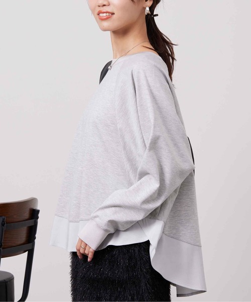 Chez toi(シェトワ)の「裾布帛ポンチラグランプルオーバー(Tシャツ/カットソー・レディース・オフホワイト/グレー/ネイビー・FREE)」の17枚目の写真