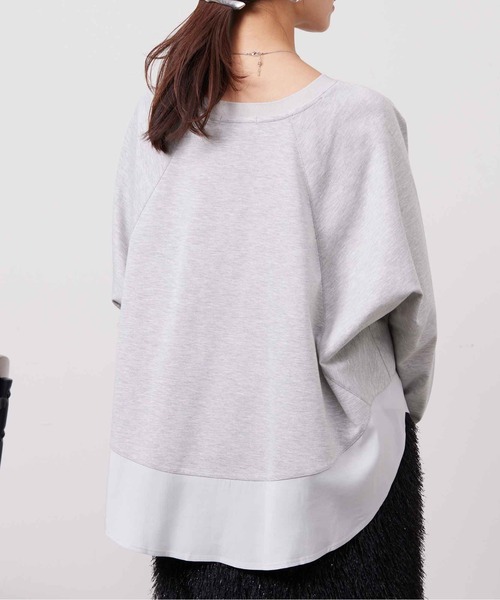 Chez toi(シェトワ)の「裾布帛ポンチラグランプルオーバー(Tシャツ/カットソー・レディース・オフホワイト/グレー/ネイビー・FREE)」の12枚目の写真