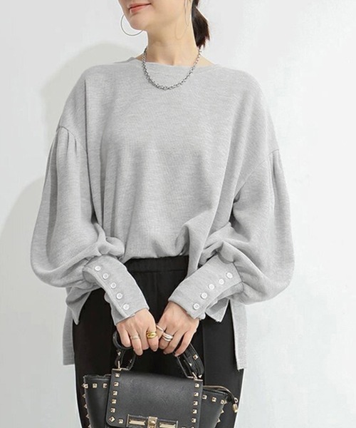 Miniministore(ミニミニストア)の「ボリューム袖 スウェット レディース長袖(スウェット・レディース・ブラック/アイボリー/ライトグレー/ダークグレー・FREE)」の3枚目の写真