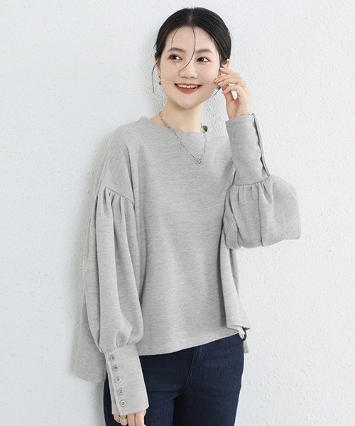Miniministore(ミニミニストア)の「ボリューム袖 スウェット レディース長袖(スウェット・レディース・ブラック/アイボリー/ライトグレー/ダークグレー・FREE)」の13枚目の写真