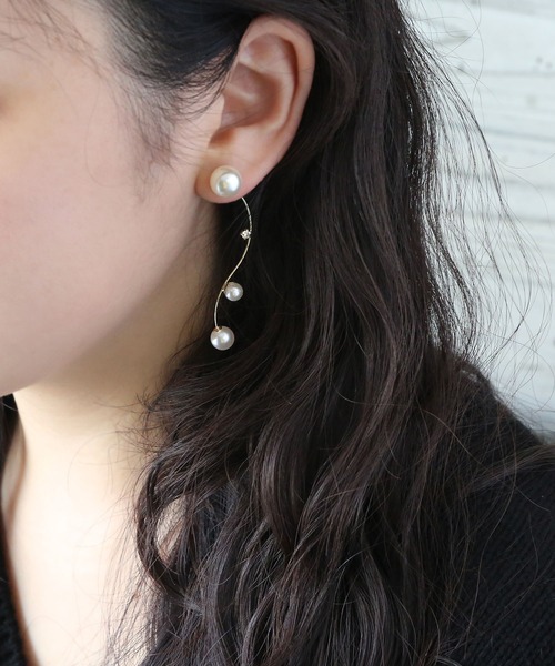 2WAY］パール×ウェーブラインピアス（ピアス（両耳用））｜colleca la  