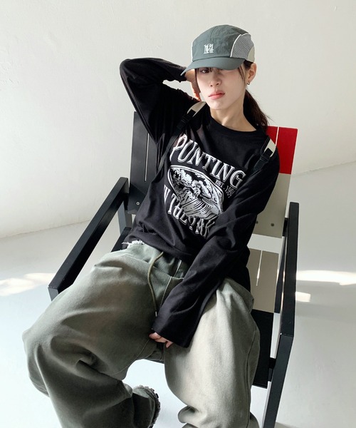 FOLLOWIN（フォロウィン）の「[UNISEX][カップルコーデにおススメ！]オーバーフィットプリントロング長袖Tシャツ（Tシャツ/カットソー・レディース・チャコールグレー/ブラック/オートミール/ホワイト・FREE）」の17枚目の写真