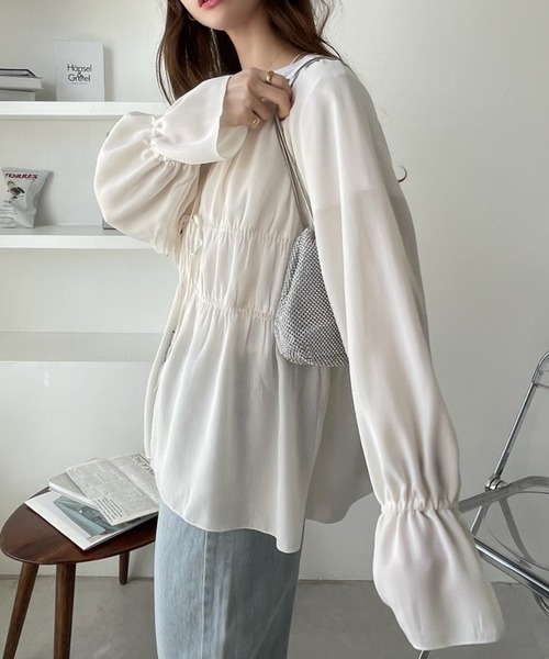 セール】シャーリング キャンディースリーブ ボレロ チュニック