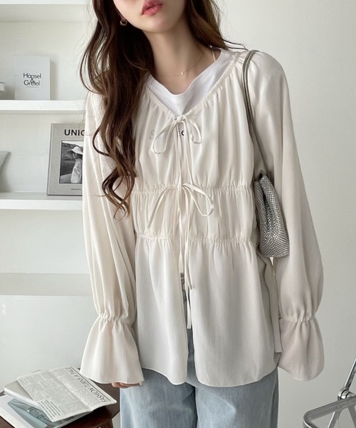 セール】シャーリング キャンディースリーブ ボレロ チュニック