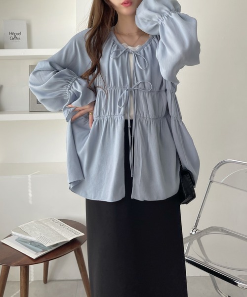 セール】シャーリング キャンディースリーブ ボレロ チュニック