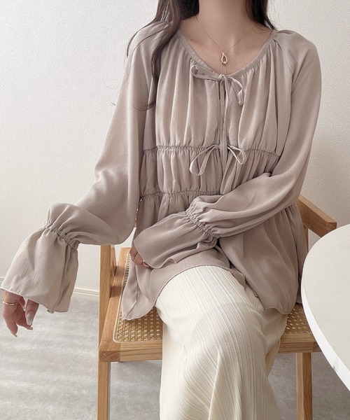 セール】シャーリング キャンディースリーブ ボレロ チュニック