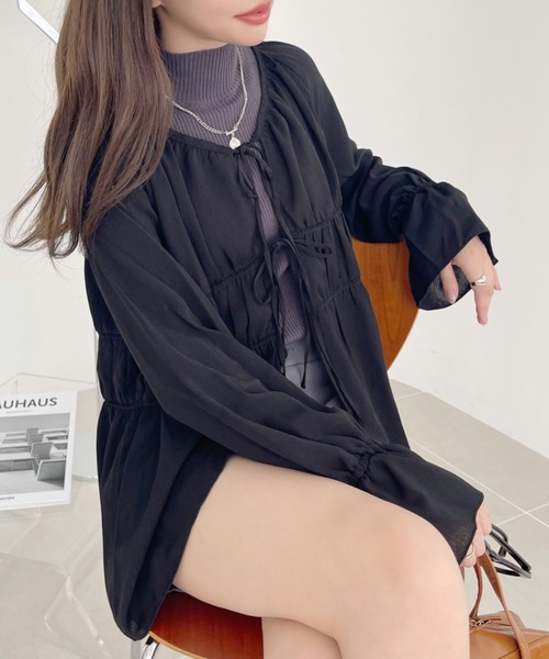 美品　Curensology＊キャンディスリーブ ブラウス チュニック フリー 美品 Curensology＊キャンディスリーブ ブラウス チュニック フリー