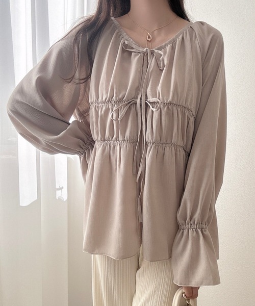 セール】シャーリング キャンディースリーブ ボレロ チュニック