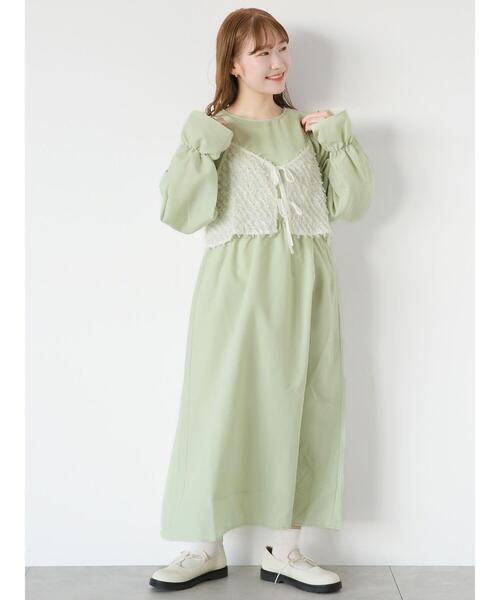 ehka sopo（エヘカソポ）の「リボンキャミセットワンピース（ワンピース・レディース・ブラック/グリーン/ベージュ/キナリ・F）」の18枚目の写真