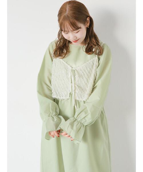 ehka sopo（エヘカソポ）の「リボンキャミセットワンピース（ワンピース・レディース・ブラック/グリーン/ベージュ/キナリ・F）」の21枚目の写真