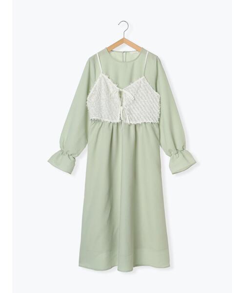 ehka sopo（エヘカソポ）の「リボンキャミセットワンピース（ワンピース・レディース・ブラック/グリーン/ベージュ/キナリ・F）」の7枚目の写真