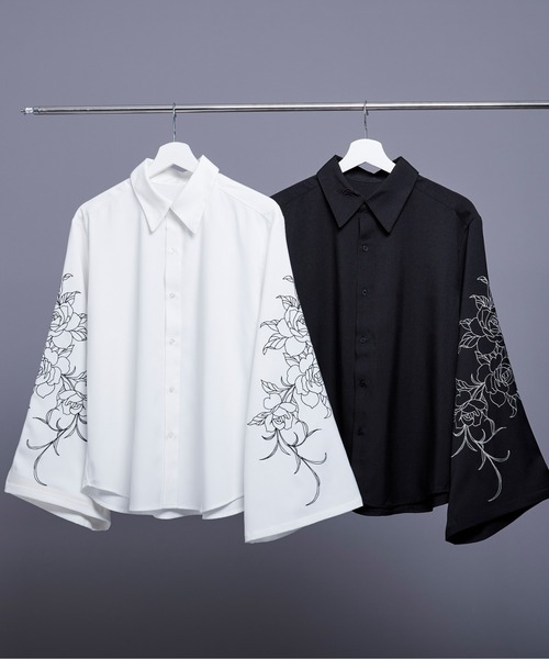 花刺繍フレアスリーブシャツ（シャツ/ブラウス）｜Ellno Loset