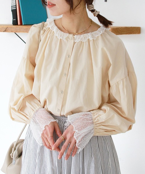 Crisp(クリスプ)の「プチフリルカラーブラウス(シャツ/ブラウス・レディース・ブラック/アイボリー/イエロー・FREE)」の15枚目の写真