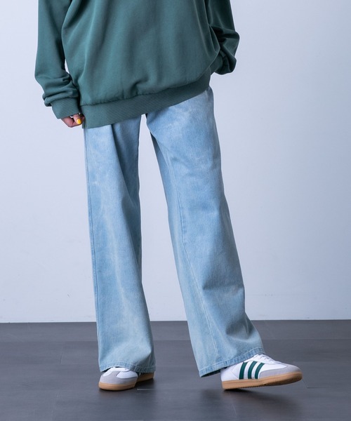 NANO universe（ナノユニバース）の「「HOTEL PALACE（オテルパラス）」バイオブリーチワイドデニムパンツ（セットアップ可）（デニムパンツ・メンズ・ライトブルー/ブラック・M/L/S）」の7枚目の写真