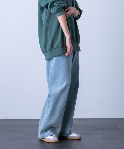 NANO universe（ナノユニバース）の「「HOTEL PALACE（オテルパラス）」バイオブリーチワイドデニムパンツ（セットアップ可）（デニムパンツ・メンズ・ライトブルー/ブラック・M/L/S）」の9枚目の写真