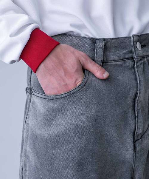 NANO universe（ナノユニバース）の「「HOTEL PALACE（オテルパラス）」バイオブリーチワイドデニムパンツ（セットアップ可）（デニムパンツ・メンズ・ライトブルー/ブラック・M/L/S）」の21枚目の写真