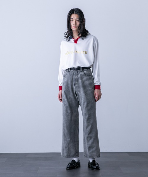 NANO universe（ナノユニバース）の「「HOTEL PALACE（オテルパラス）」バイオブリーチワイドデニムパンツ（セットアップ可）（デニムパンツ・メンズ・ライトブルー/ブラック・M/L/S）」の16枚目の写真
