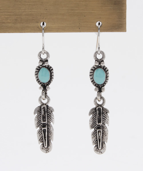 チャイハネ（チャイハネ）の「【チャイハネ】フェザーリピアス（ピアス（両耳用）・レディース・ブラック/ターコイズブルー・FREE）」の2枚目の写真