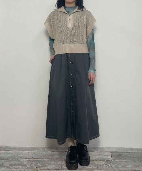 NICOLE CLUB（ニコル　クラブ）の「【WEB限定】メッシュハーフジップベスト（ベスト・レディース・グリーン/ブラック/オフホワイト・FREE）」の18枚目の写真