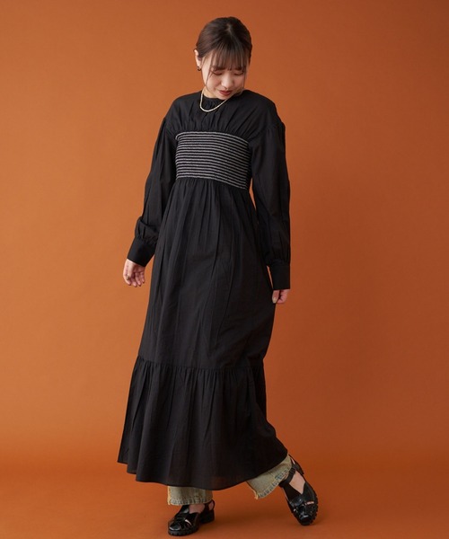 CIAOPANIC(チャオパニック)の「【Aguni/アグニ】シャーリングビスチェボリュームスリーブワンピース(ワンピース・レディース・ブラック/オフホワイト/オレンジ・FREE)」の22枚目の写真