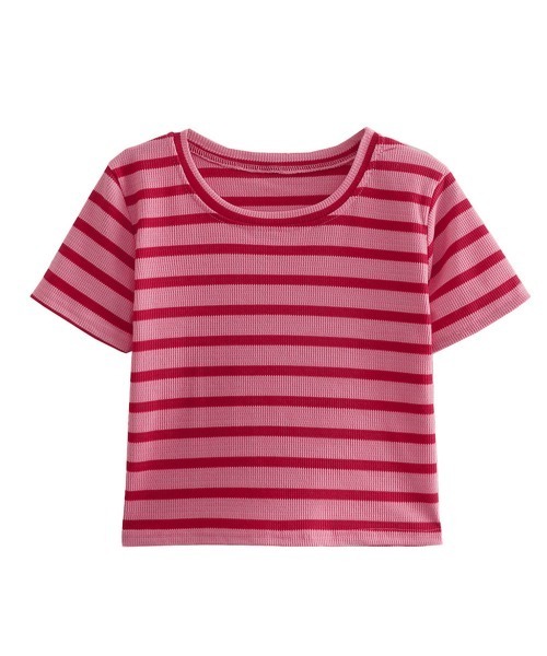 Miniministore(ミニミニストア)の「リブ編みニットレディースボーダーTシャツ(Tシャツ/カットソー・レディース・グリーン/ピンク/ホワイト/ブラック・FREE)」の20枚目の写真
