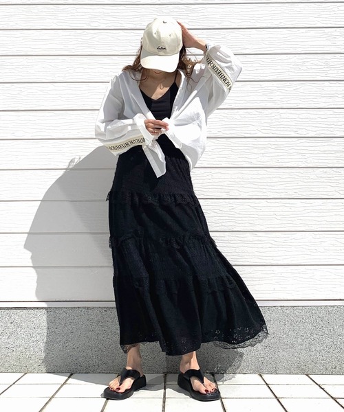 Q(キュー)の「スカラップレーススカート(スカート・レディース・アイボリー/ブラック・MEDIUM)」の5枚目の写真