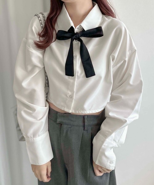 apres jour clair(アプレジュールクレア)の「【apres jour clair】2WAYタイ付きシャツ【ZOZOTOWN限定アイテム】(シャツ/ブラウス・レディース・ブルー/オフホワイト/チャコールグレー・フリー/X-LARGE)」の22枚目の写真