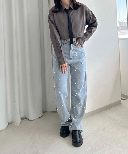 apres jour clair(アプレジュールクレア)の「【apres jour clair】2WAYタイ付きシャツ【ZOZOTOWN限定アイテム】(シャツ/ブラウス・レディース・ブルー/オフホワイト/チャコールグレー・フリー/X-LARGE)」の6枚目の写真
