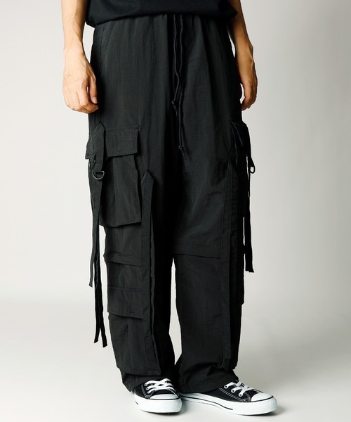 【美品】rdv o glove 中綿入り ナイロン サルエルパンツ　ブラック　黒 AW】MEN CORDURA 4WAY 二重織撥水 ロングパンツ ブラック 071434406