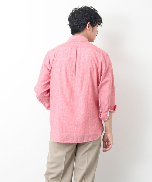 NOLLEY’S（ノーリーズ）の「リネンブレンド パラシュートボタン 7分袖シャツ（シャツ/ブラウス・メンズ・サックスブルー/ネイビー/ブルー系その他/レッド・M/S/XL/L）」の22枚目の写真