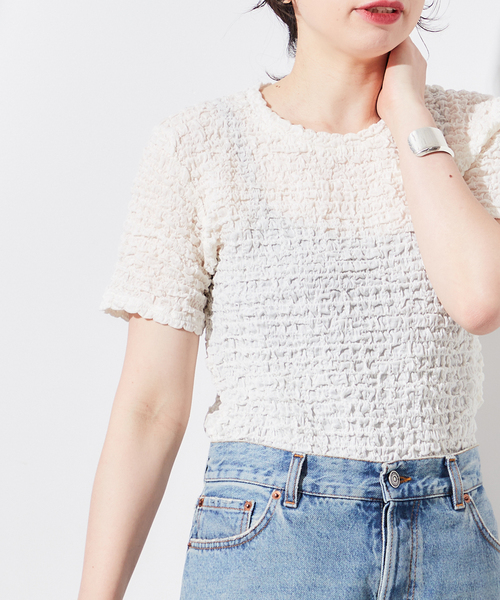 journal standard L'essage（ジャーナルスタンダードレサージュ）の「POKOPOKO Tシャツ（Tシャツ/カットソー・レディース・ホワイト/ブラック/ベージュ・FREE）」の2枚目の写真