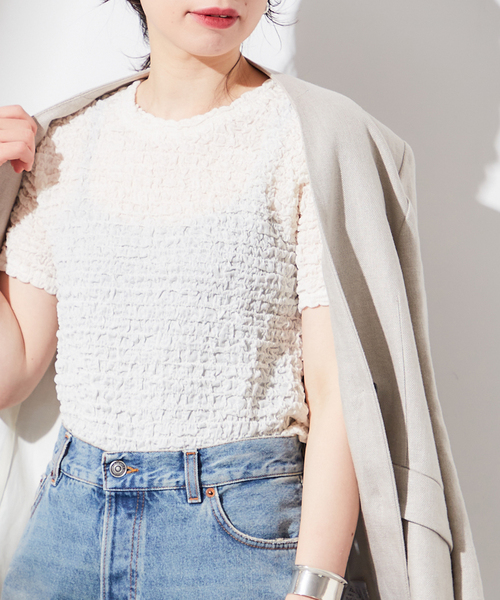 journal standard L'essage（ジャーナルスタンダードレサージュ）の「POKOPOKO Tシャツ（Tシャツ/カットソー・レディース・ホワイト/ブラック/ベージュ・FREE）」の10枚目の写真