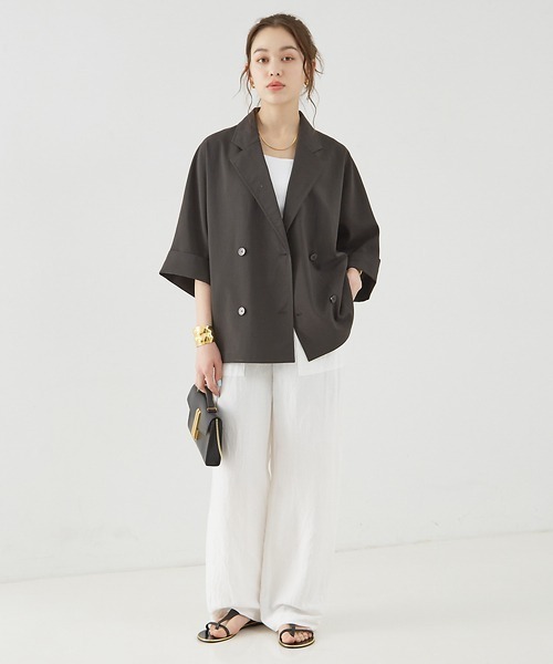 撥水ドルマンハーフスリーブジャケット（テーラードジャケット