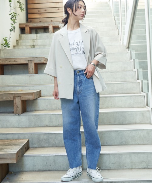 Rouge vif Anna（ルージュヴィフアンナ）の「撥水ドルマンハーフスリーブジャケット（テーラードジャケット・レディース・ベージュ/チャコールグレー/ダークベージュ/ブラック・フリー）」の10枚目の写真