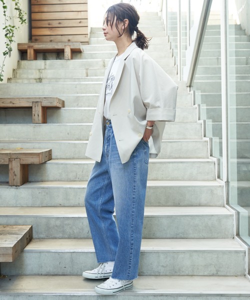 Rouge vif Anna（ルージュヴィフアンナ）の「撥水ドルマンハーフスリーブジャケット（テーラードジャケット・レディース・ベージュ/チャコールグレー/ダークベージュ/ブラック・フリー）」の7枚目の写真