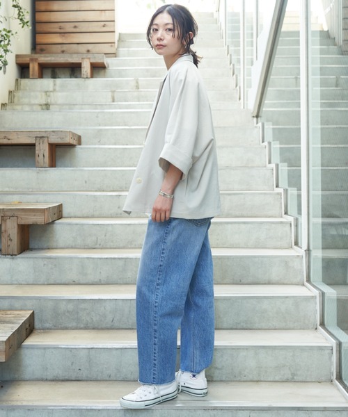 Rouge vif Anna（ルージュヴィフアンナ）の「撥水ドルマンハーフスリーブジャケット（テーラードジャケット・レディース・ベージュ/チャコールグレー/ダークベージュ/ブラック・フリー）」の6枚目の写真