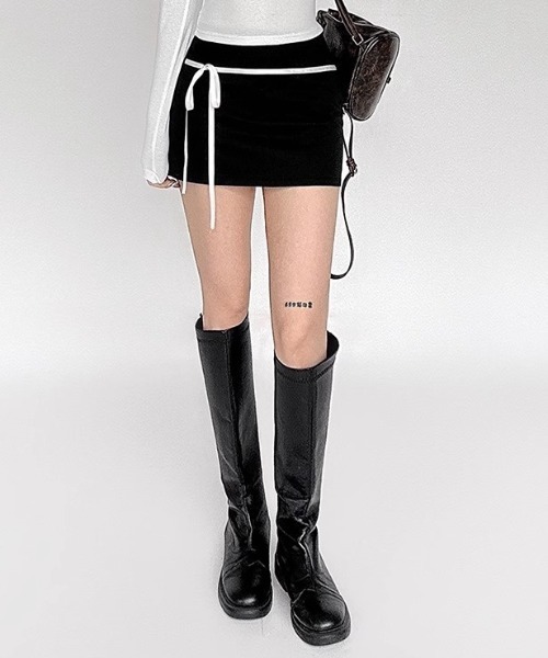 Vipoa(ヴィポア)の「Ribbon point sporty mini skirt(スカート・レディース・ブラック/ピンク・MEDIUM/LARGE)」の18枚目の写真