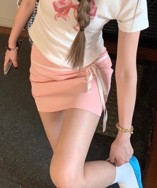 Vipoa(ヴィポア)の「Ribbon point sporty mini skirt(スカート・レディース・ブラック/ピンク・MEDIUM/LARGE)」の20枚目の写真