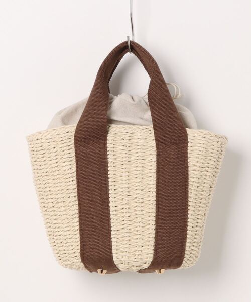 natural couture（ナチュラルクチュール）の「ペーパーバケツトートバッグ（ショルダーバッグ・レディース・ブラック/マスタード/ブラウン・FREE）」の3枚目の写真