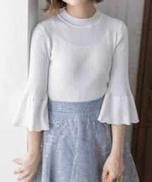 clear | 5分袖スカラップニットトップス≪2024SS新作≫(ニット/セーター)