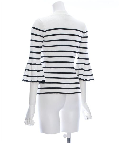 clear(クリア)の「5分袖スカラップニットトップス≪2024SS≫(ニット/セーター・レディース・オフホワイト/ブラック/ホワイト×ブラック/グレー系その他・F)」の14枚目の写真