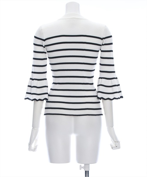 clear(クリア)の「5分袖スカラップニットトップス≪2024SS≫(ニット/セーター・レディース・オフホワイト/ブラック/ホワイト×ブラック/グレー系その他・F)」の15枚目の写真