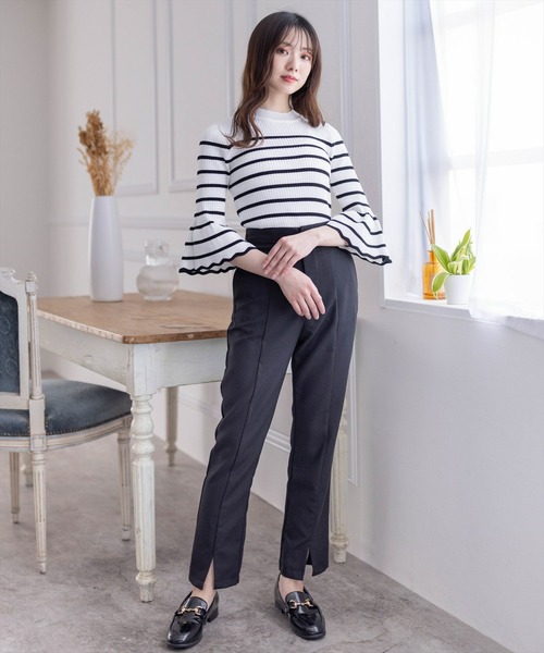 clear(クリア)の「5分袖スカラップニットトップス≪2024SS≫(ニット/セーター・レディース・オフホワイト/ブラック/ホワイト×ブラック/グレー系その他・F)」の21枚目の写真