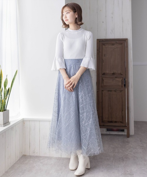 clear(クリア)の「5分袖スカラップニットトップス≪2024SS≫(ニット/セーター・レディース・オフホワイト/ブラック/ホワイト×ブラック/グレー系その他・F)」の20枚目の写真