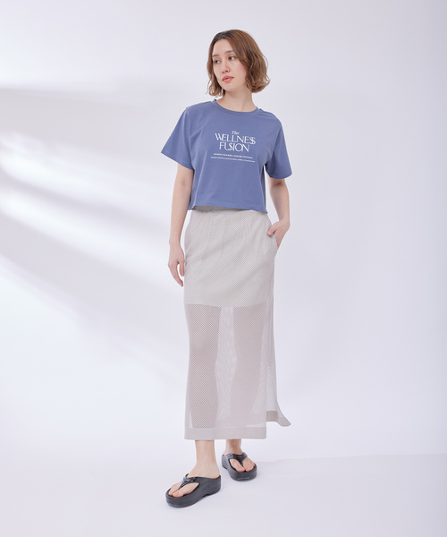 NERGY（ナージー）の「グラフィッククロップドTシャツ（Tシャツ/カットソー・レディース・キナリ/パープル/ブラック/グレー・FREE）」の9枚目の写真