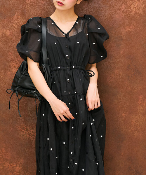 人気アイテム SNSで大バズり中！】ハート刺繍羽織ワンピース 1041090160 ワンピース