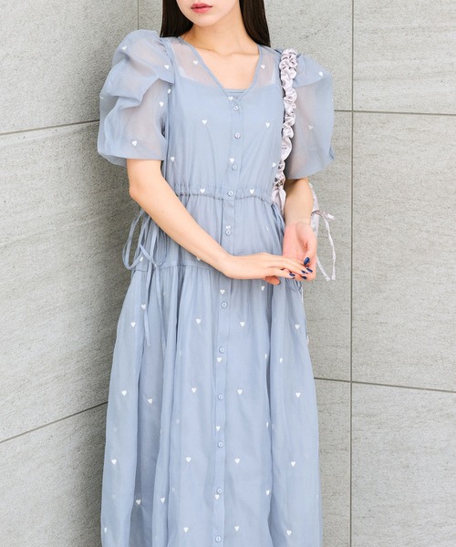 OLIVE des OLIVE（オリーブデオリーブ）の「【SNSで大バズり中！】ハート刺繍羽織ワンピース　1041090160（ワンピース・レディース・オフホワイト/サックスブルー/ブラック・FREE）」の13枚目の写真