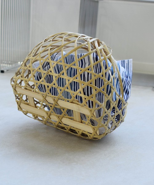 utatane（ウタタネ）の「竹かごバッグ+日本製注染生地あずま袋セット utatane 栗丸 白の川面/楊柳（かごバッグ・レディース・マスタード/ネイビー/ホワイト/オフホワイト・FREE）」の20枚目の写真